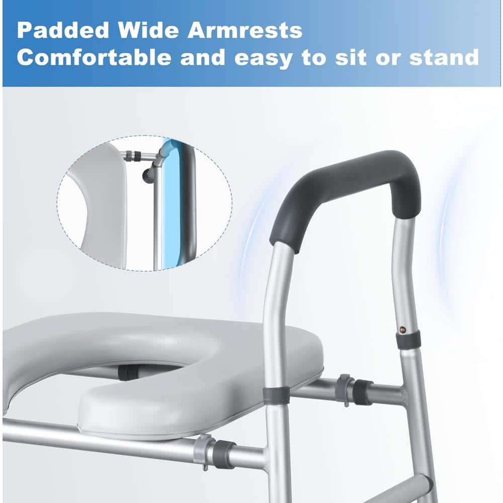 Adrinfly 25 in. Raised Toilet Seat with Handles, Height and Width Adjustable, up to 400lbs for Seniors and Elderly (3)