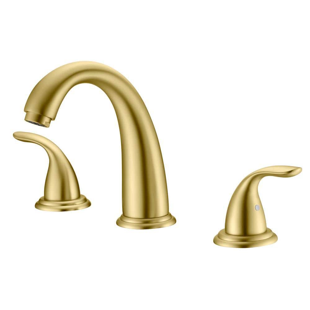 SUMERAIN Traditional Double Handle Tub Deck Mount Roman Tub Faucet with Corrosion Resistant in Brushed Gold