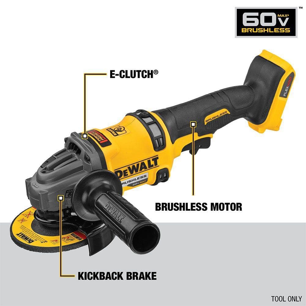 DEWALT FLEXVOLT 60V MAX Lithium-Ion Cordless Brushless 4.5 in. to 6 in. Small Angle Grinder with 6Ah Battery and Charger (2)