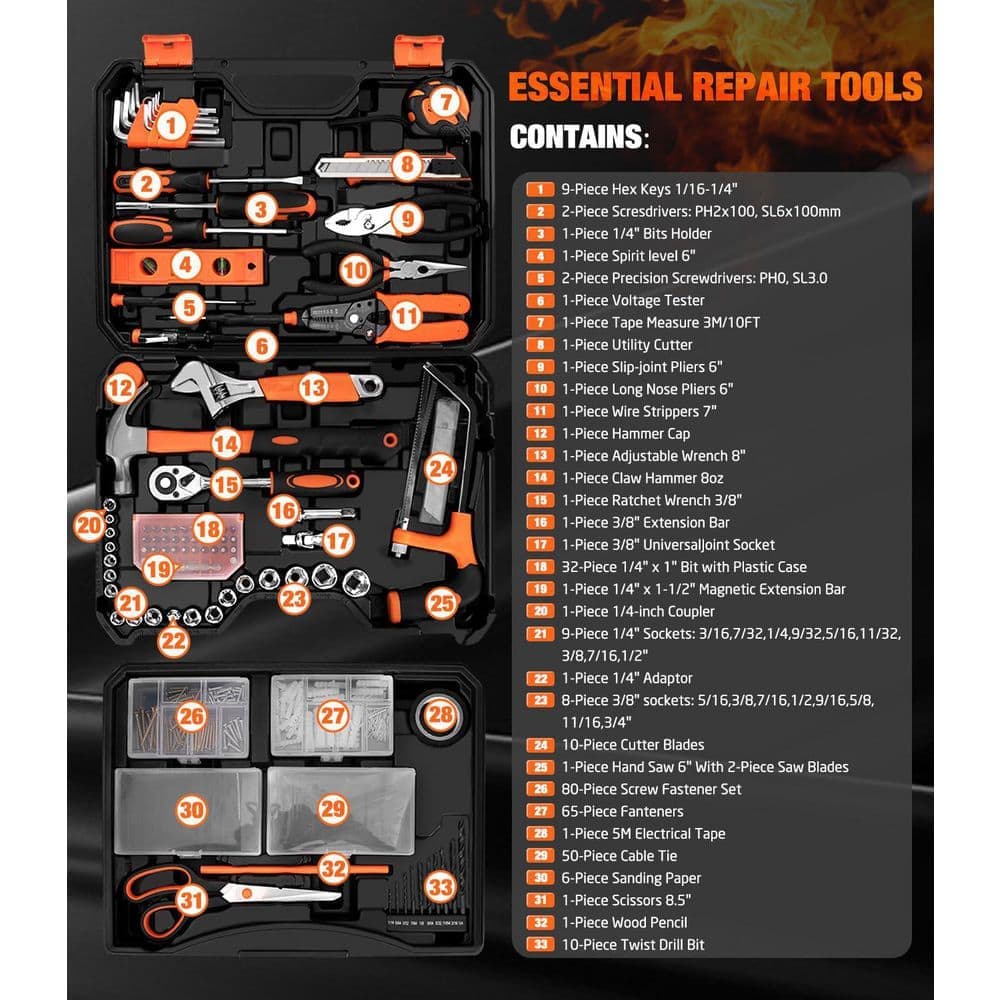 Laybus 328-Piece Carbon Steel Tool Set, Tool Kit Toolbox Storage Case with Drawer, General Household Hand Tool Kit (2)