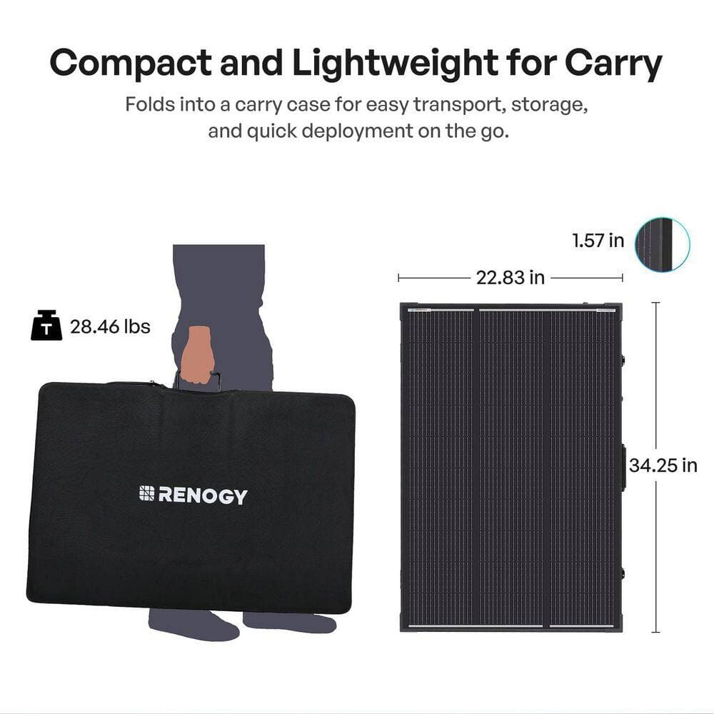 Renogy 200-Watt 12-Volt N-Type Monocrystalline Foldable Solar Panel Suitcase w/ Waterproof 20A Charge Controller Backup Power (3)