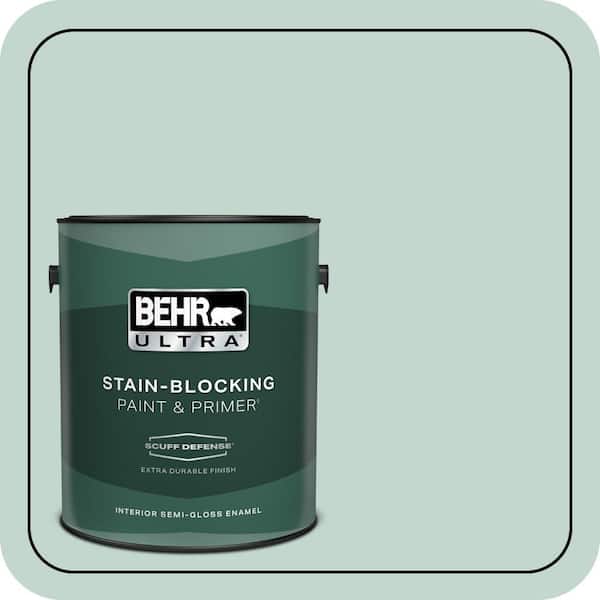 BEHR ULTRA 1 gal. #470E-3 Aqua Smoke Extra Durable Semi-Gloss Enamel Interior Paint & Primer (2)