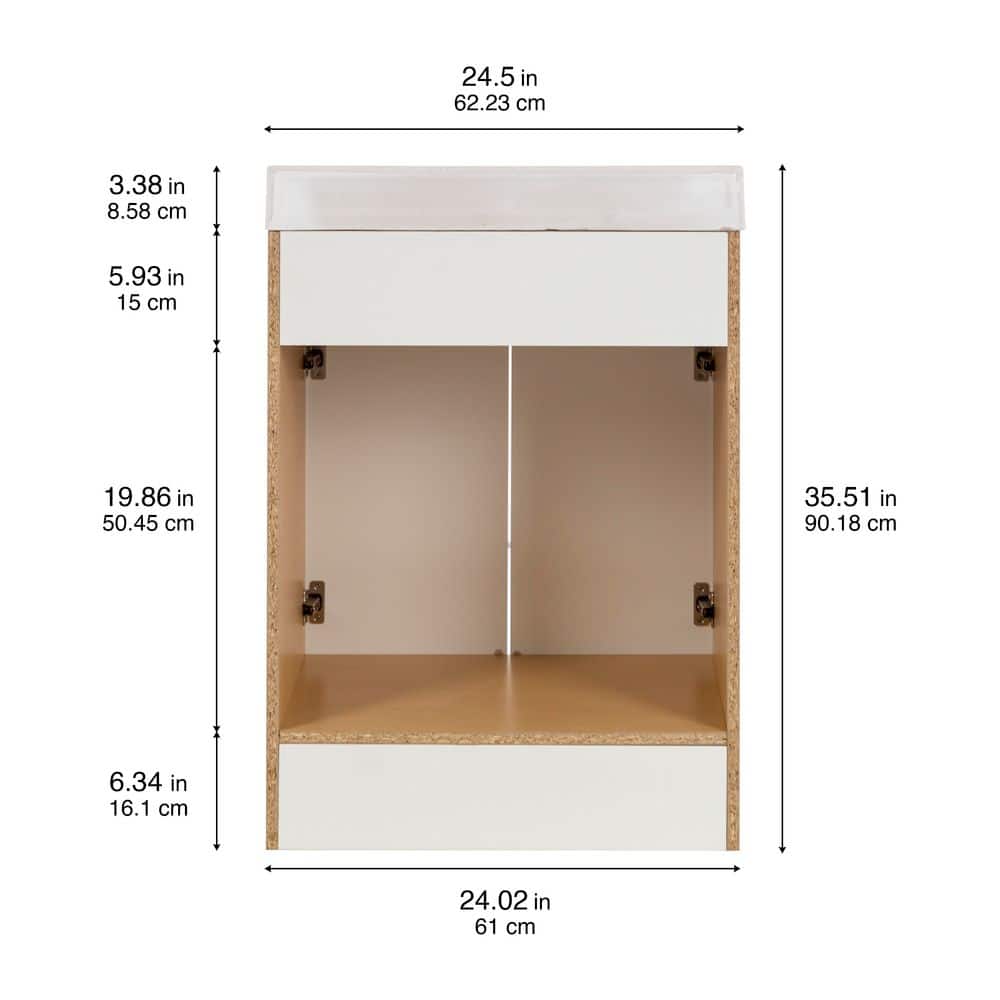 Glacier Bay 25 in. Single Sink White Freestanding Bath Vanity with White Cultured Marble Top (Assembled) (4)