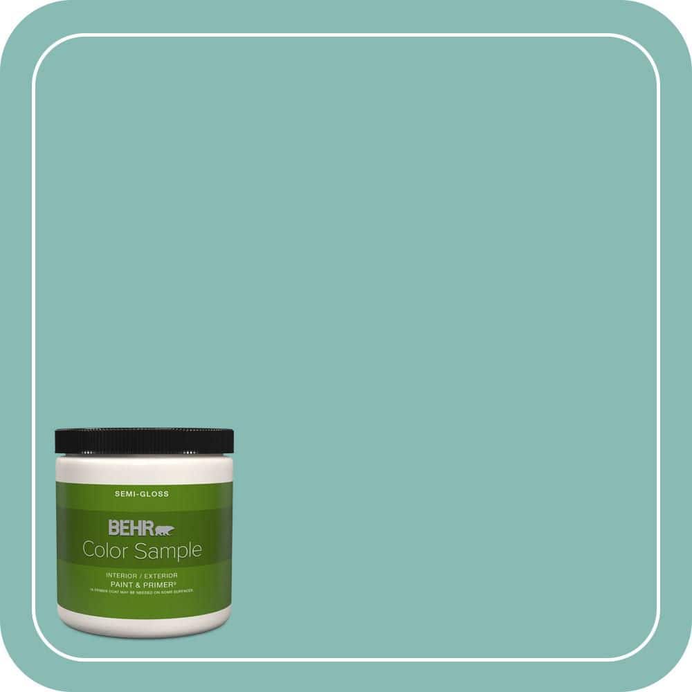 BEHR PREMIUM PLUS 8 oz. #T14-1 Ocean Liner Semi-Gloss Interior/Exterior Paint & Primer Color Sample
