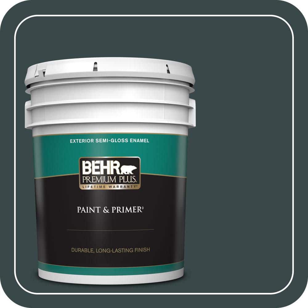 BEHR PREMIUM PLUS 5 gal. #T14-16 Arboretum Semi-Gloss Enamel Exterior Paint & Primer
