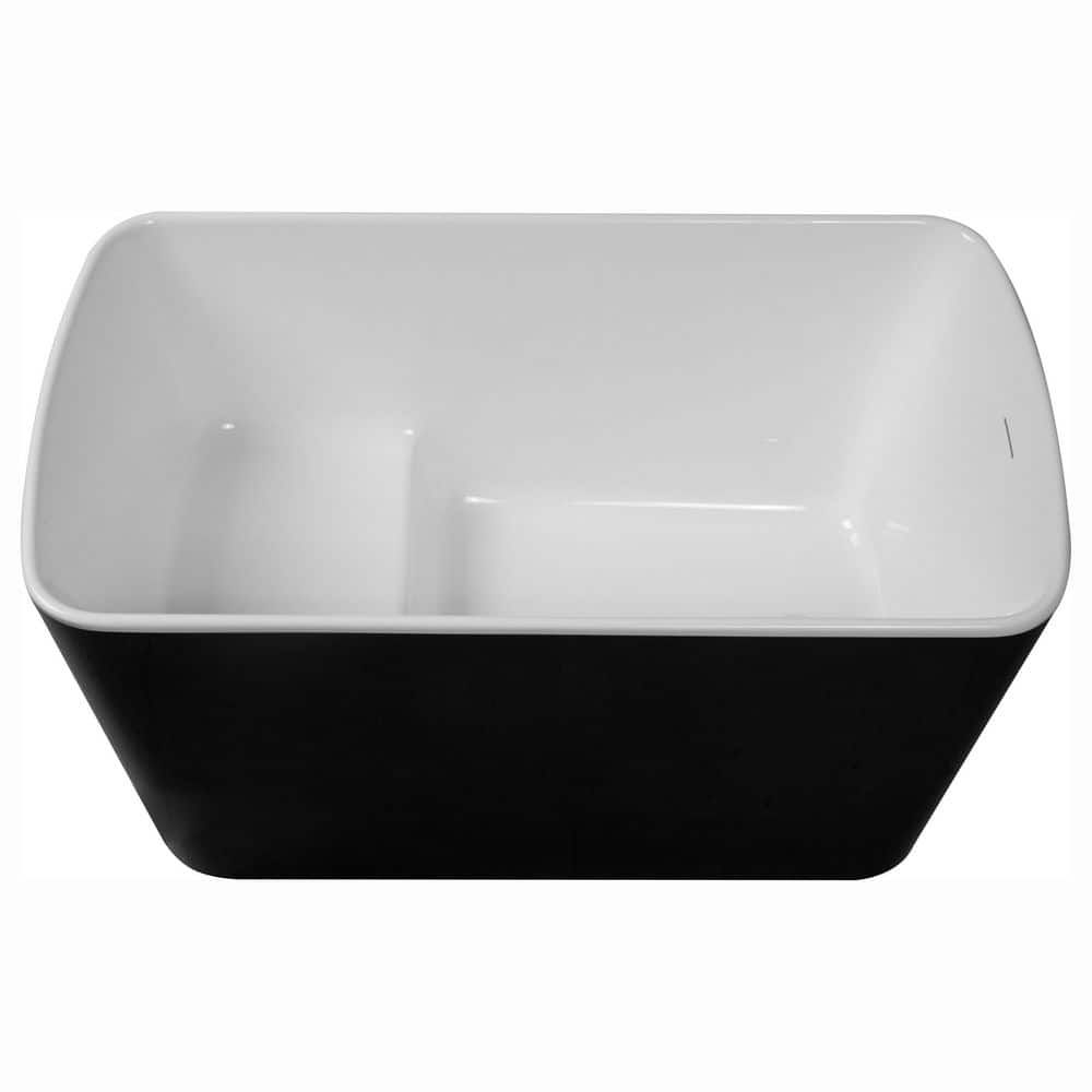 LIVACA 49 in. x 27.95 in. Japanese Soaking Acrylic Freestanding Bathtub with Chrome Overflow and Drain in Glossy Black (1)
