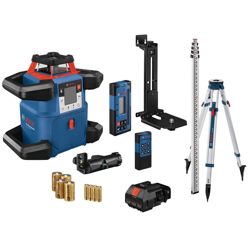 Bosch REVOLVE 4,000 ft. Connected Dual Power Battery Self-Leveling Horizontal/Vertical Rotary Laser Level Kit