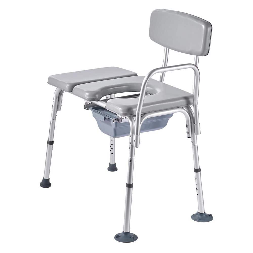 SVOPES 30.9 in. x 20.5 in. Bedside Commode Chair with Toilet Seat in Gray, 500 lbs. Portable Toilet with Padded Seat & Backrest (1)