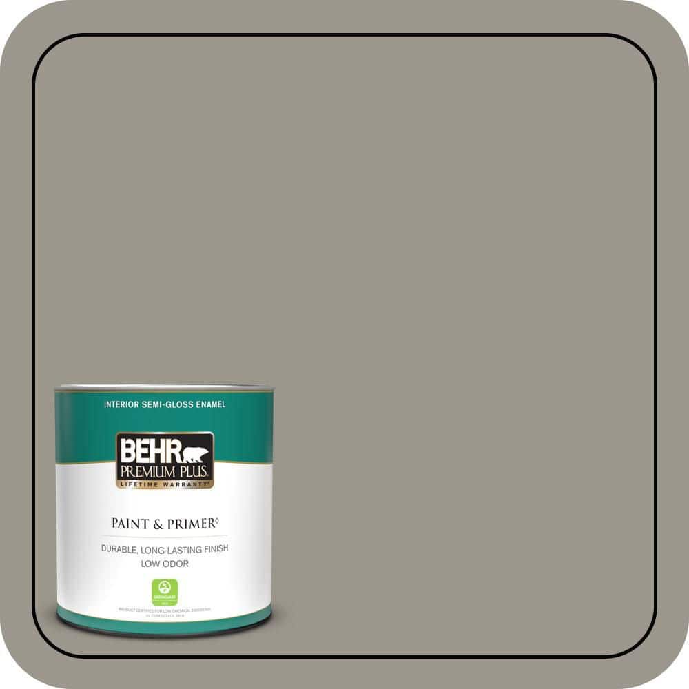 BEHR PREMIUM PLUS 1 qt. #MQ2-60 Iron Gate Semi-Gloss Enamel Low Odor Interior Paint & Primer