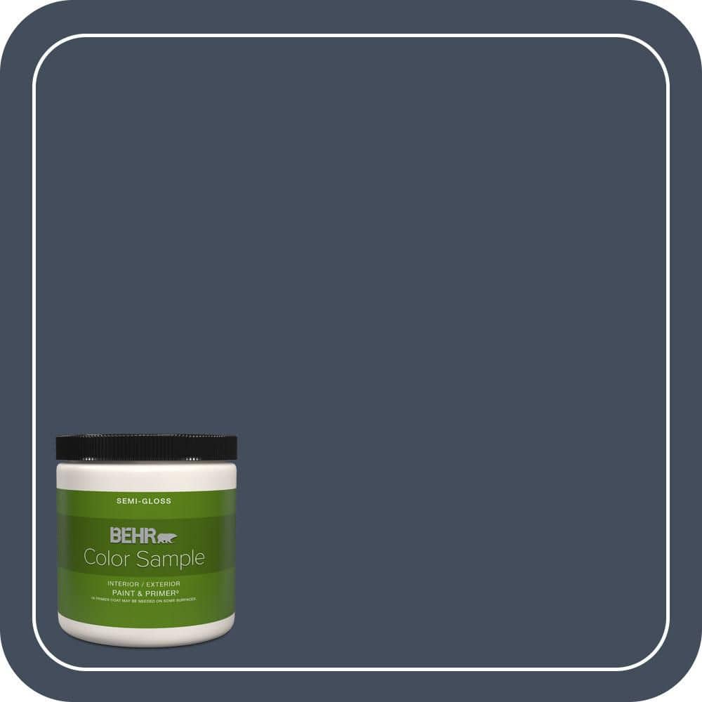 BEHR PREMIUM PLUS 8 oz. #S520-7 Night Flight Semi-Gloss Interior/Exterior Paint & Primer Color Sample