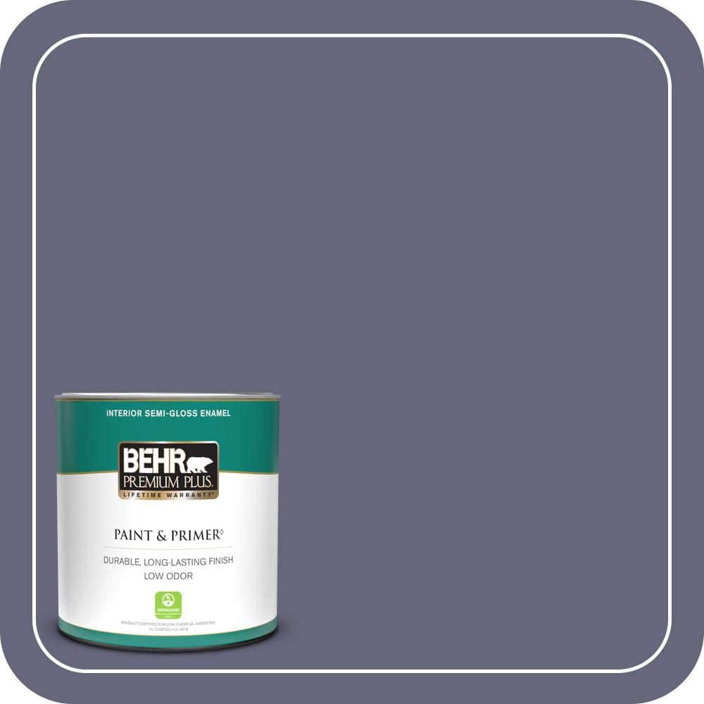 BEHR PREMIUM PLUS 1 qt. #630F-6 Violet Evening Semi-Gloss Enamel Low Odor Interior Paint & Primer