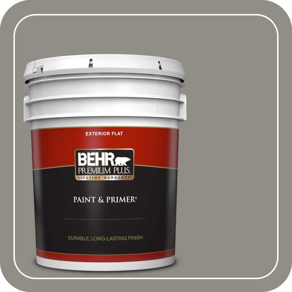 BEHR PREMIUM PLUS 5 gal. #T13-17 Timber Town Flat Exterior Paint & Primer