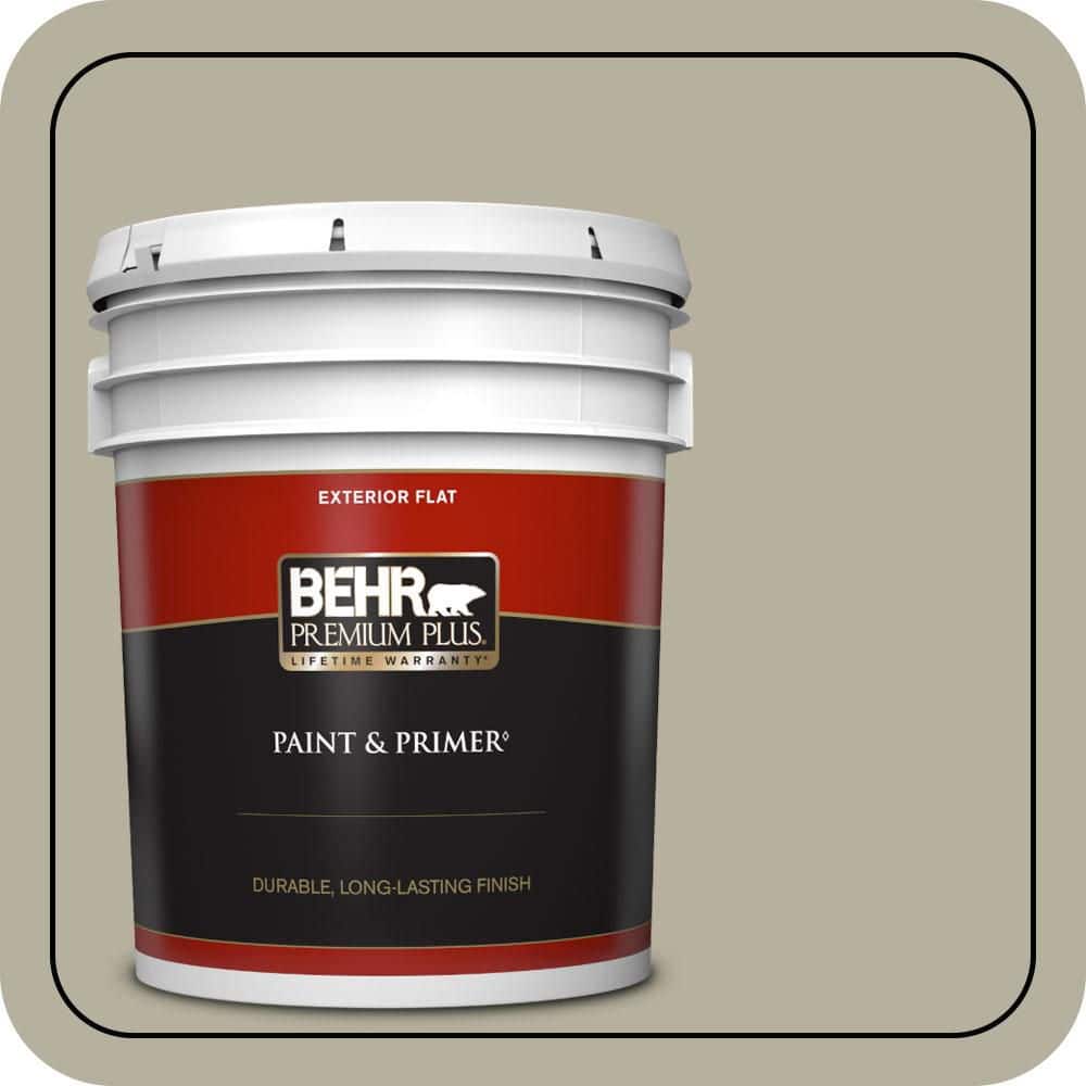 BEHR PREMIUM PLUS 5 gal. #QE-35 Stone Walkway Flat Exterior Paint & Primer