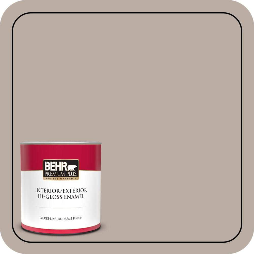 BEHR PREMIUM PLUS 1 qt. #N200-3 Nightingale Gray Hi-Gloss Enamel Interior/Exterior Paint & Primer (1)