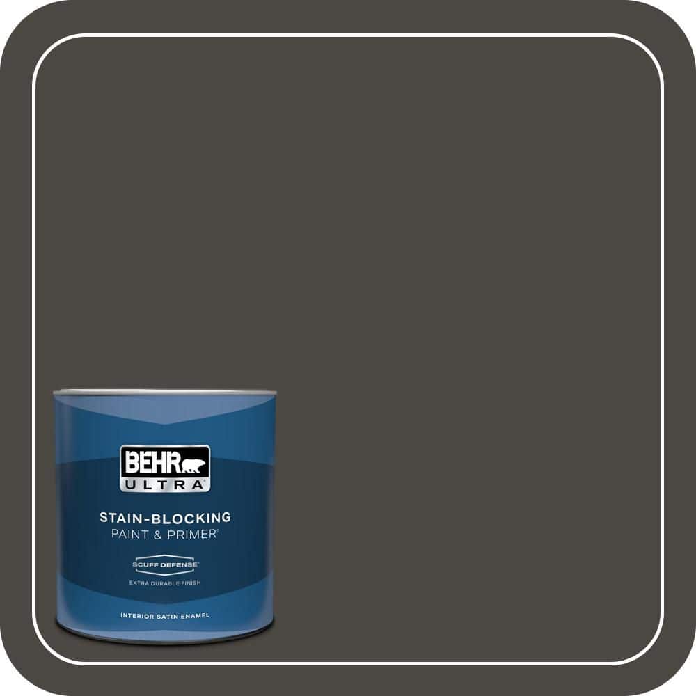 BEHR ULTRA 1 qt. #PPU24-01 Black Mocha Extra Durable Satin Enamel Interior Paint & Primer
