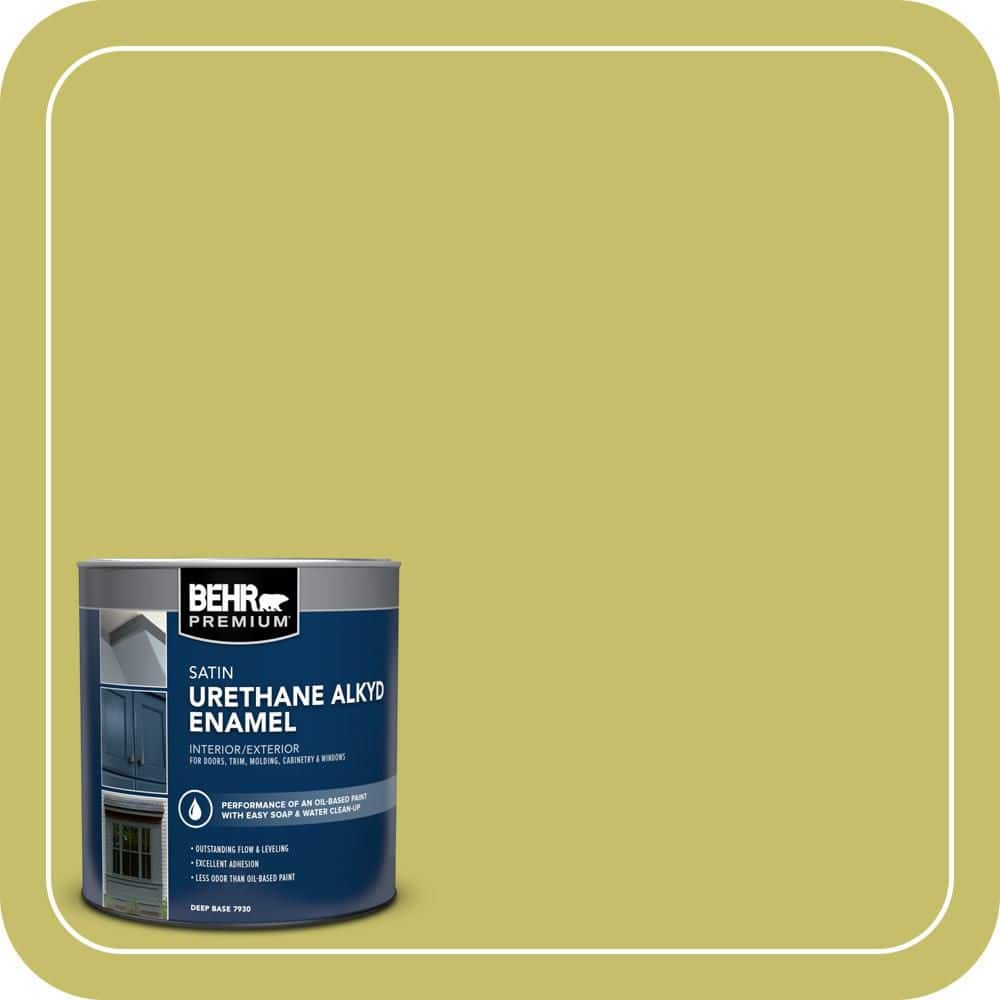 BEHR PREMIUM 1 qt. #P350-5 Go Go Lime Satin Enamel Urethane Alkyd Interior/Exterior Paint