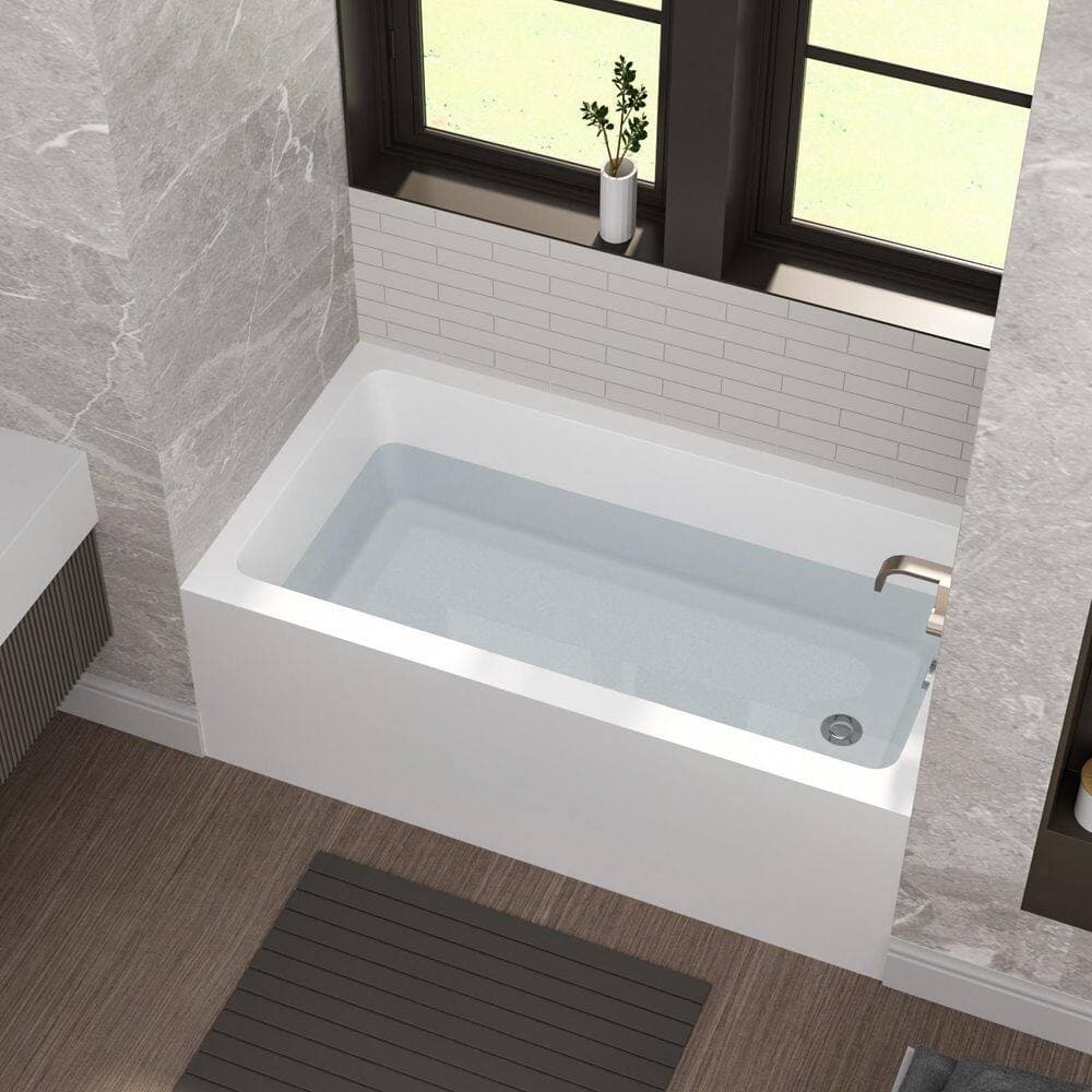 Boosicavelly 60 in. x 32 in. Acrylic Surface Freestanding Soaking Bathtub with Drain in Glossy White (3)