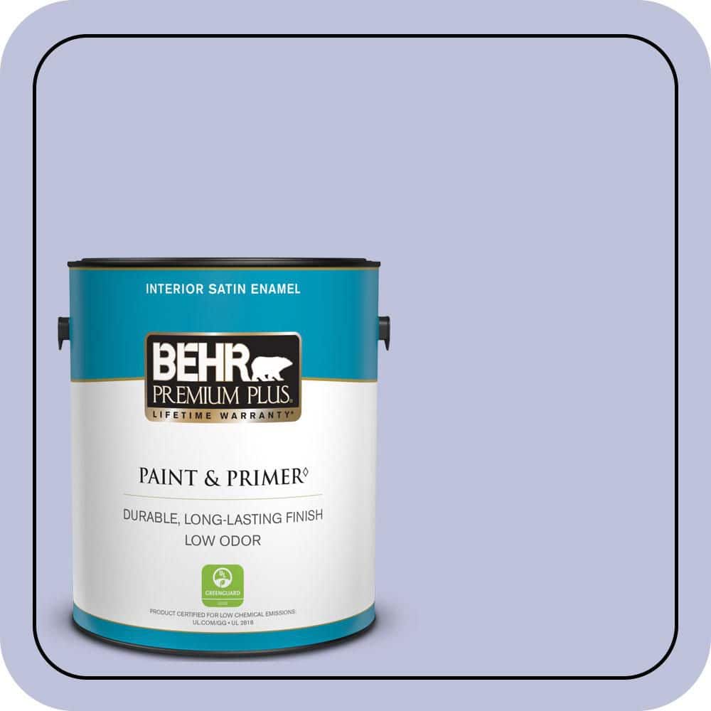BEHR PREMIUM PLUS 1 gal. #610A-3 Lavender Sachet Satin Enamel Low Odor Interior Paint & Primer