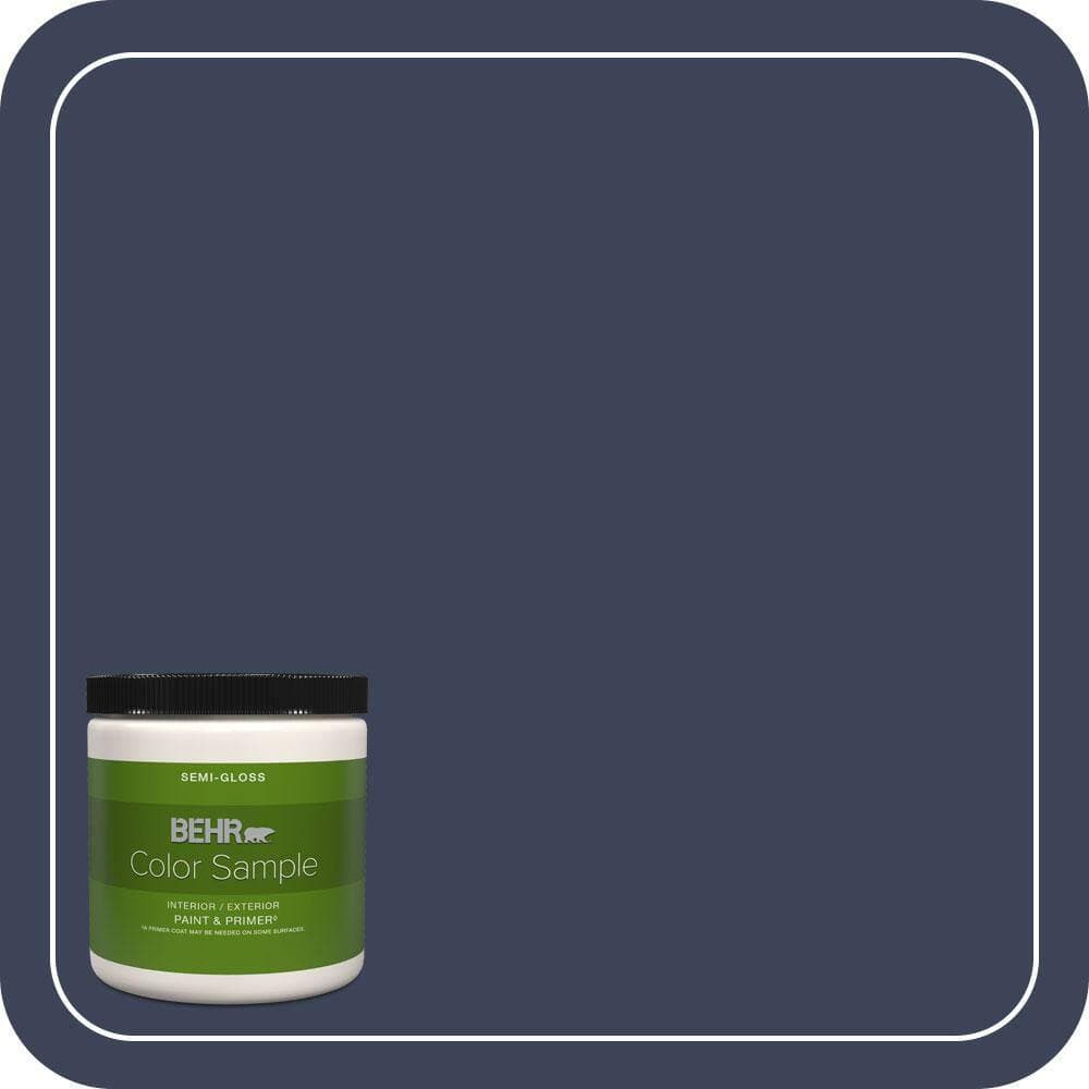BEHR PREMIUM PLUS 8 oz. #T16-10 Blue Vortex Semi-Gloss Interior/Exterior Paint & Primer Color Sample