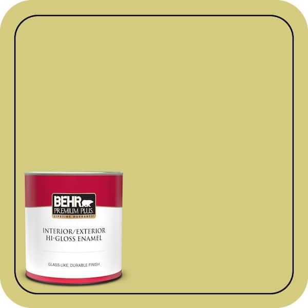 BEHR PREMIUM PLUS 1 qt. #P350-4 Spring Grass Hi-Gloss Enamel Interior/Exterior Paint & Primer (2)