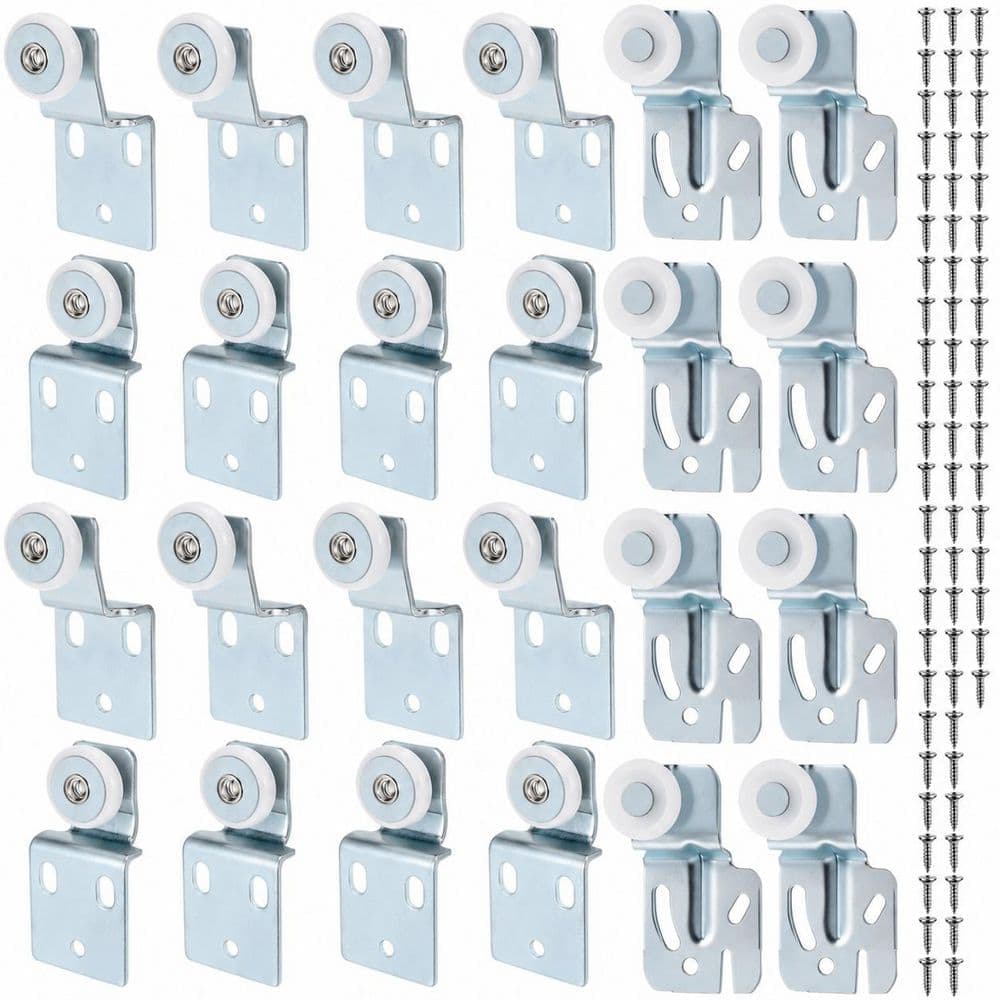 Unbranded 3/4 in. Flat Round Quiet Sliding Closet Door Roller Top Hung Bypass Door Roller Assembly 24 Pack (1)