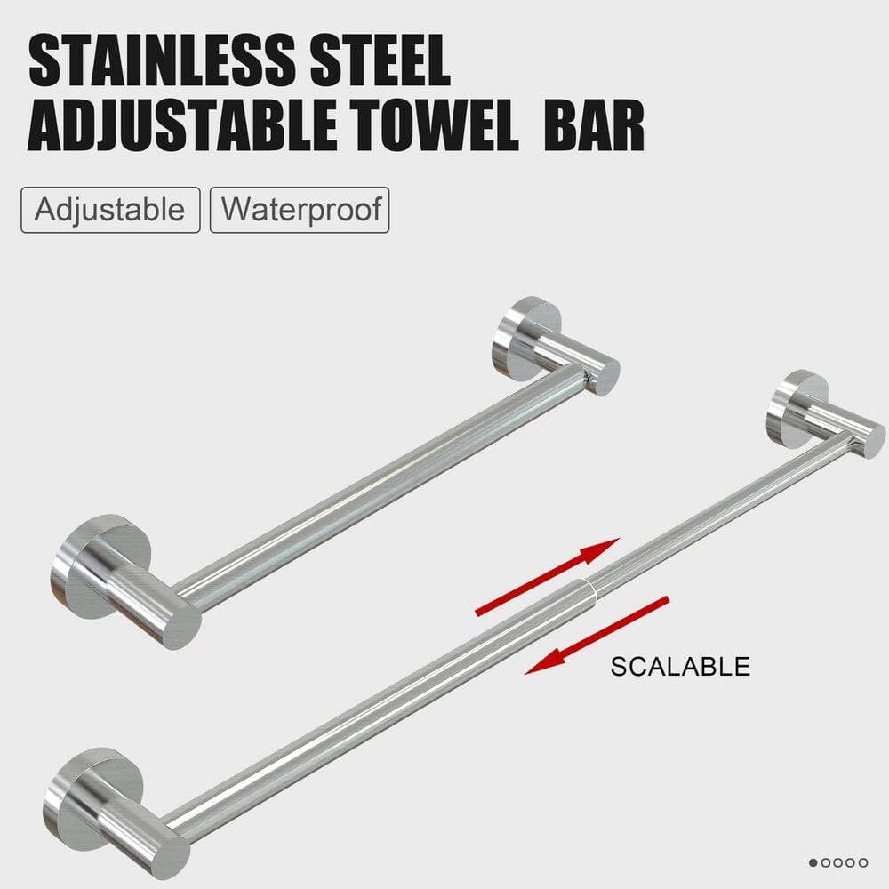 KHKFY Stainless Steel Adjustable 304 Wall Mounted Towel Bar for Bathroom, 11.8-22.6 in, Rustproof, 24 in L (2)