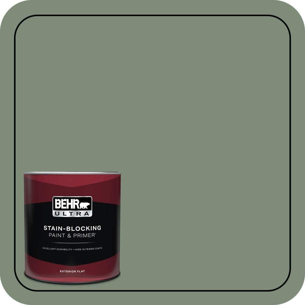 BEHR ULTRA 1 qt. #450F-5 Amazon Moss Flat Exterior Paint & Primer
