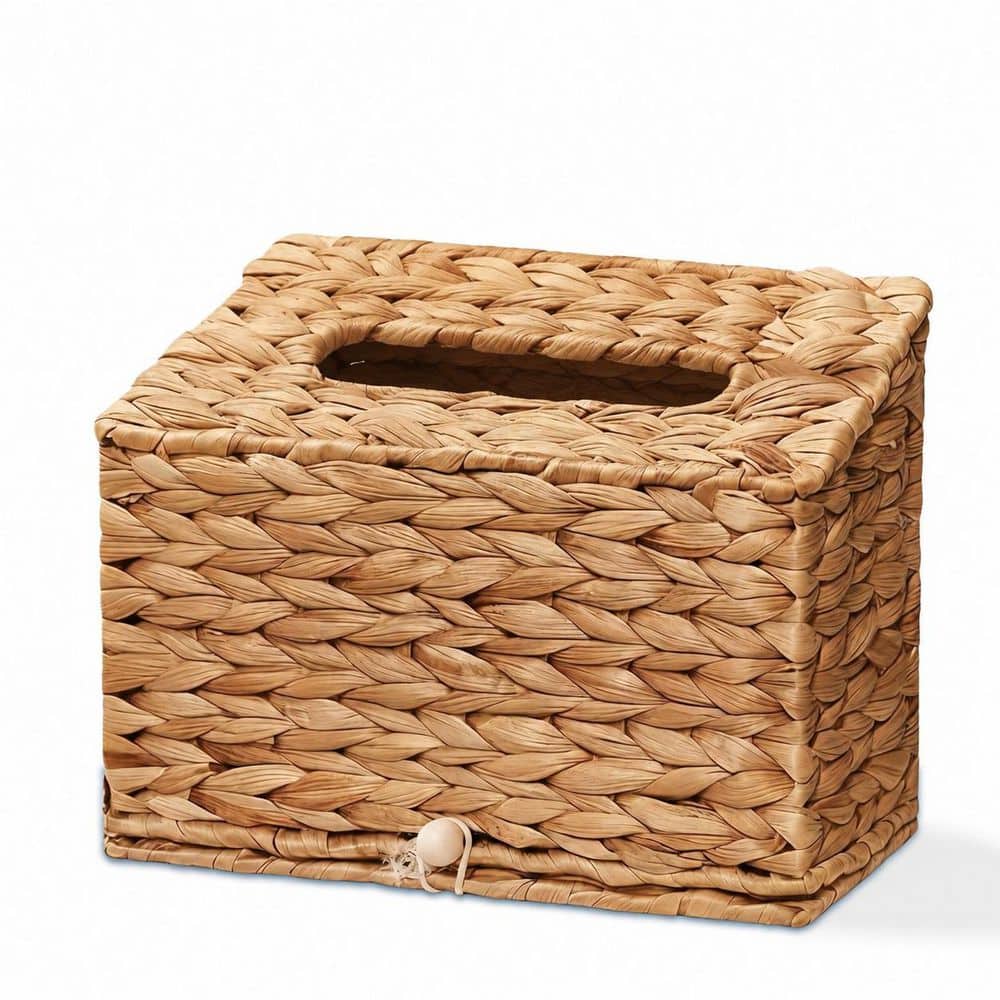 KHKFY Water Hyacinth Box Cover for Disposable Paper Towels - Handwoven Tissue Cover 10.6 in. L x 4.8 in. W x 8 in.