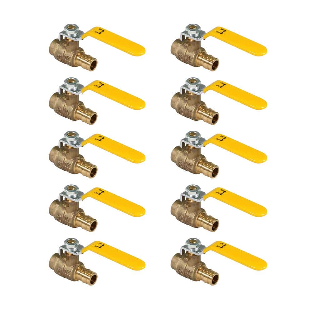 PLUMBFLEX 1/2 in. SWT x 1/2 in. Heavy Duty Brass Full Port PEX Ball Valve with PEX Connections (10 Pack) (1)