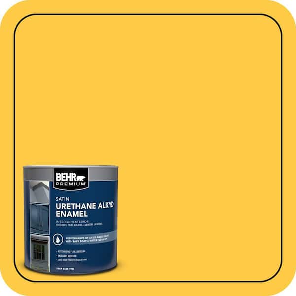 BEHR PREMIUM 1 qt. #P290-6 English Daisy Satin Enamel Urethane Alkyd Interior/Exterior Paint (2)