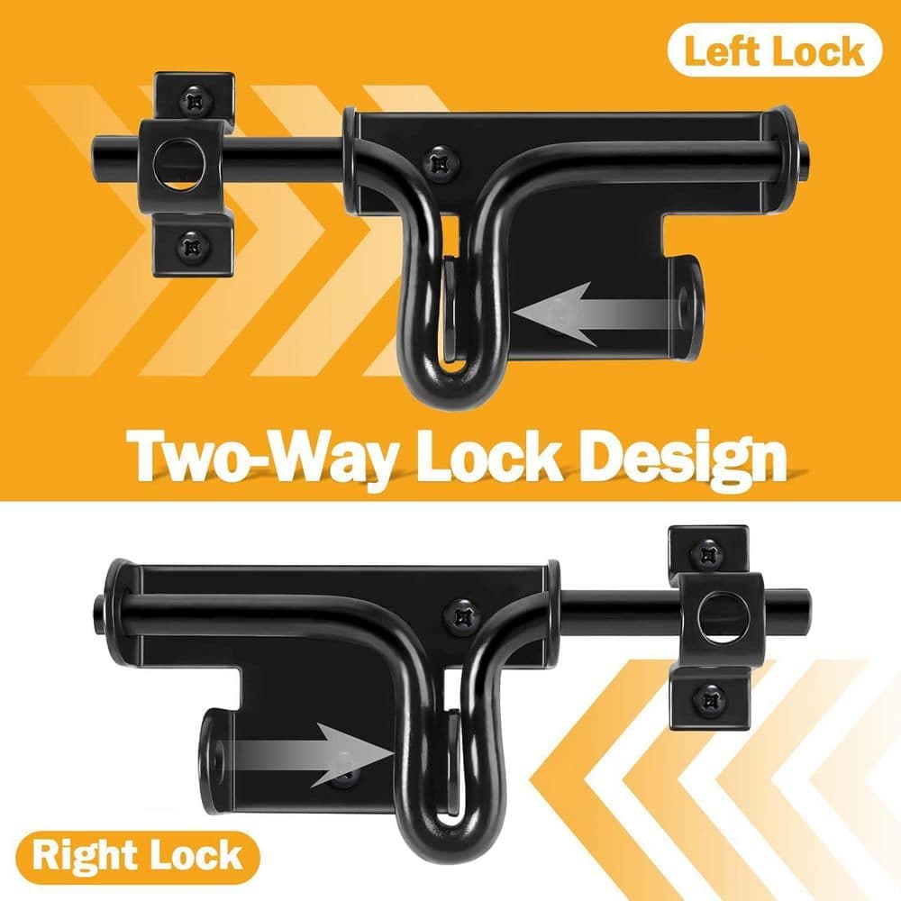 Unbranded Outdoor Door Lock Bolt Gate Latch Black Stainless Steel Sliding Bolt Latch with Padlock Hole for Security and Privacy (3)