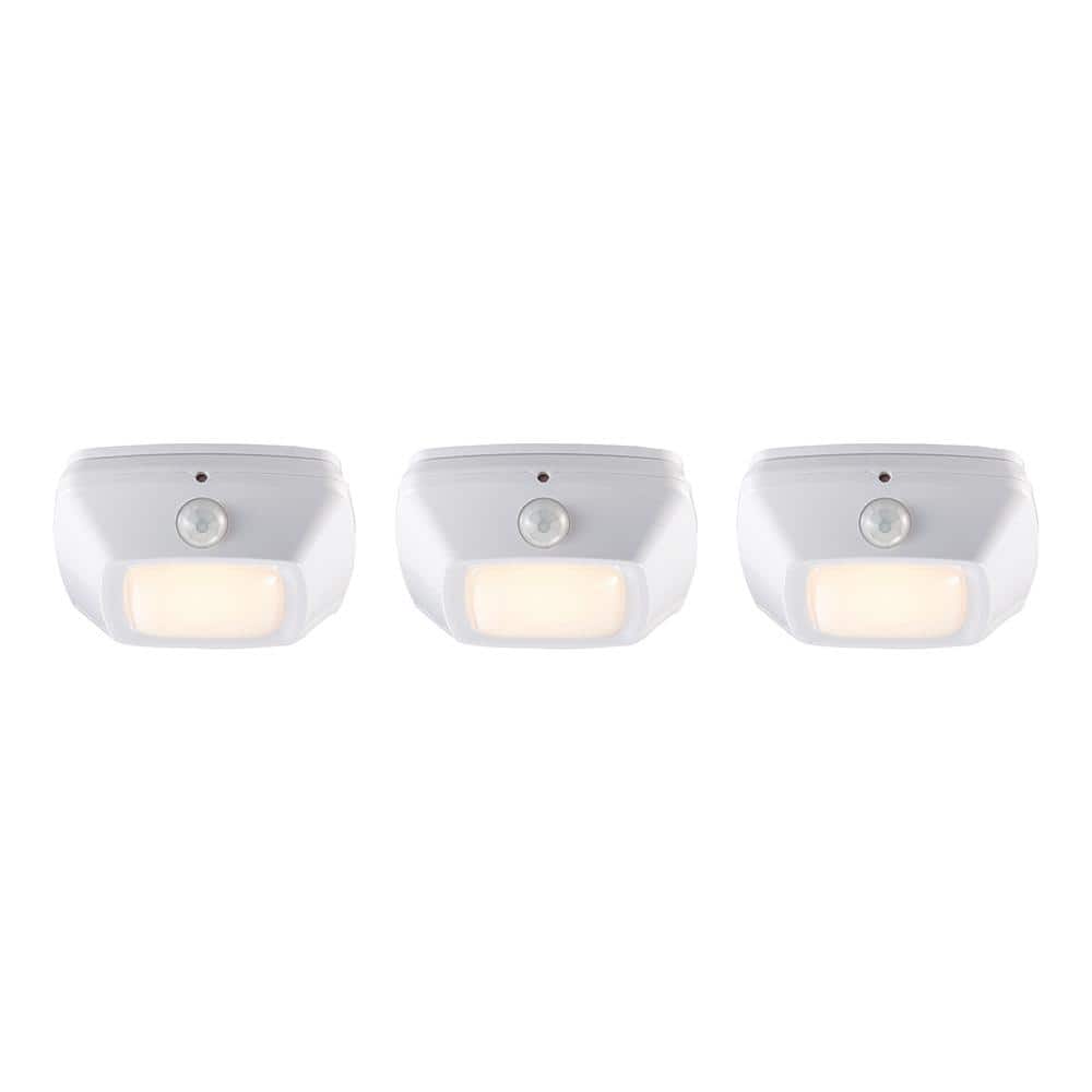 PRIVATE BRAND UNBRANDED 3 in. Square White Integrated LED Battery Operated Puck Light with Motion Sensor (3-Pack) (3)