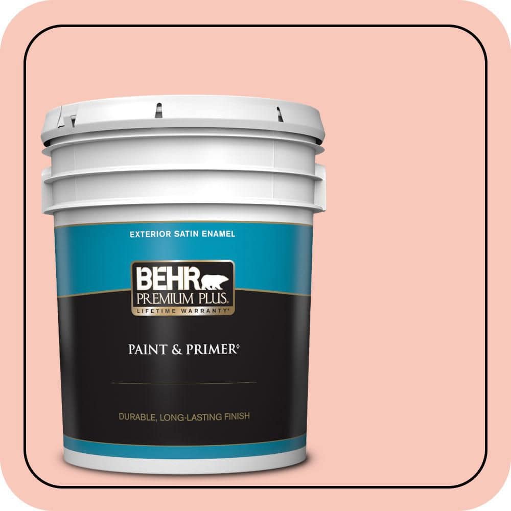 BEHR PREMIUM PLUS 5 gal. #P180-2 Sherbet Fruit Satin Enamel Exterior Paint & Primer