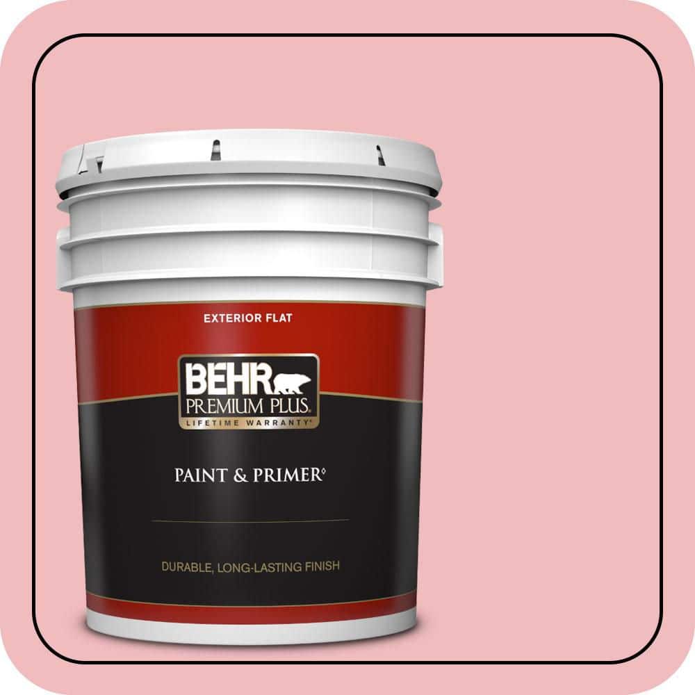 BEHR PREMIUM PLUS 5 gal. #P160-2 Blush Rush Flat Exterior Paint & Primer