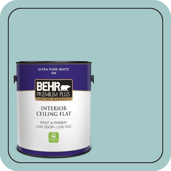BEHR PREMIUM PLUS 1 gal. #PPU13-10 Ocean Boulevard Ceiling Flat Interior Paint & Primer (2)