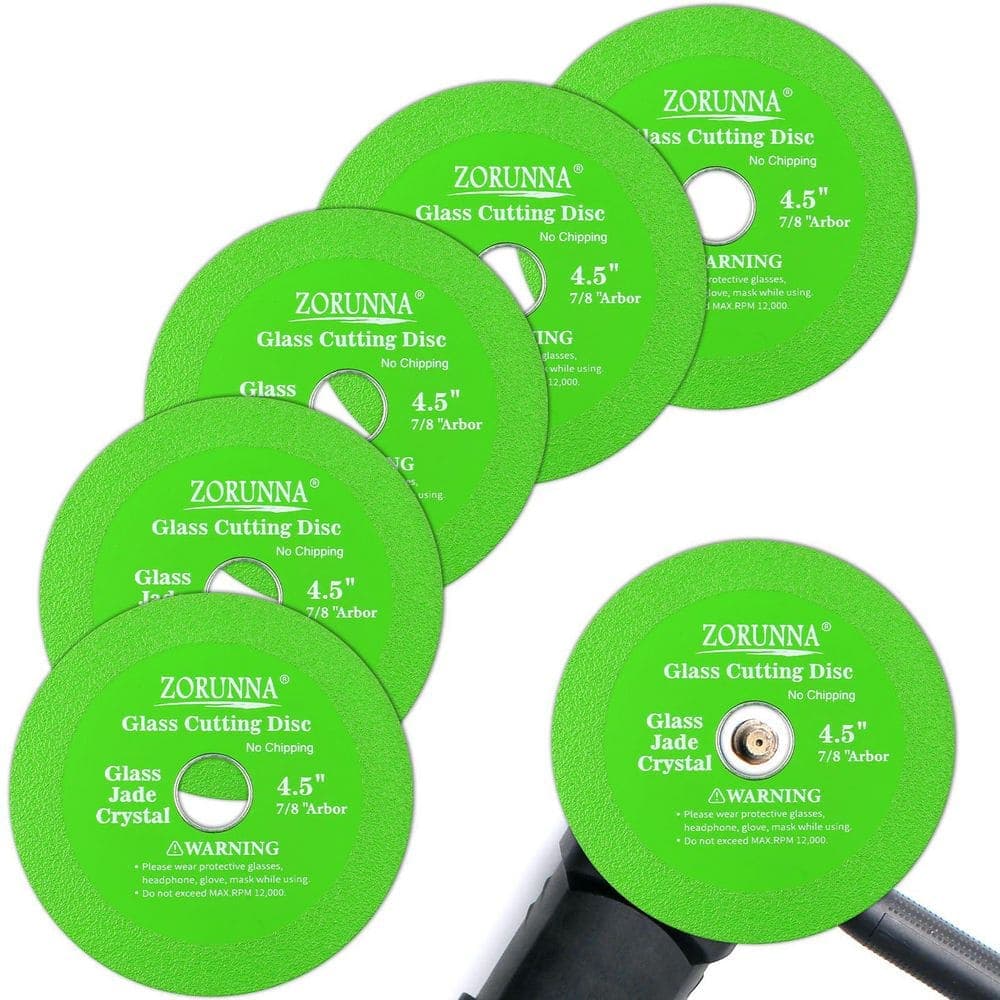 NVNOO 4.5 in. Green Glass Ceramic Diamond Cutting Blade Disc for Grinding Glass, Jade, Crystal, Wine Bottles, Tile (5-Pack)