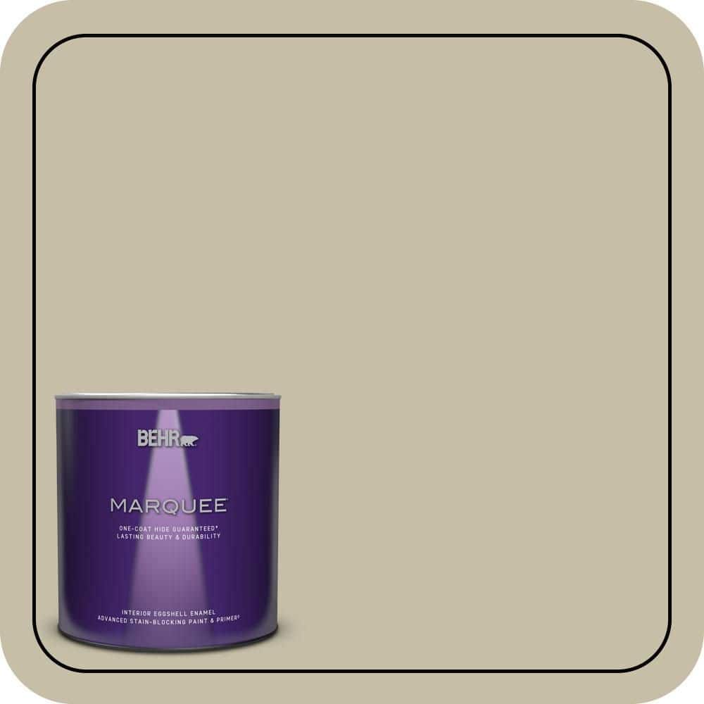 BEHR PREMIUM PLUS 1 gal. #ECC-64-1 Jungle Khaki Semi-Gloss Enamel Low Odor Interior Paint & Primer (1)