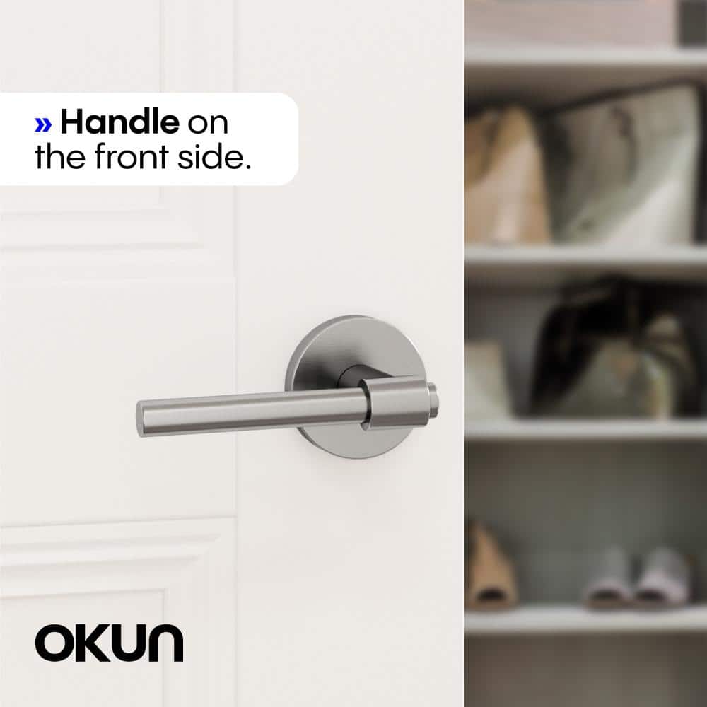 Okun Zen Metal Brushed Nickel Dummy Door Handle with Round Rosette (2)