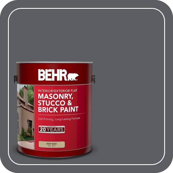 BEHR 1 gal. #N500-6 Graphic Charcoal Flat Interior/Exterior Masonry, Stucco and Brick Paint (2)