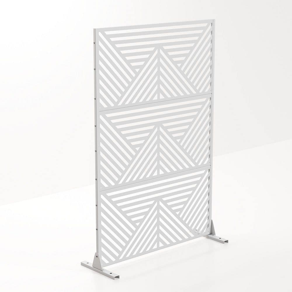 Lumioca 46.8 in. W x 71.37 in. H White Mountain Shape Galvanized sheet Outdoor Garden Screen Decorative Art Panel (1)