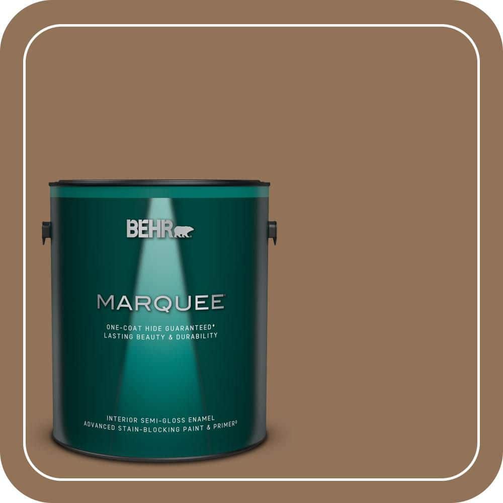 BEHR MARQUEE 1 gal. #PMD-107 Shaved Chocolate Semi-Gloss Enamel Interior Paint & Primer