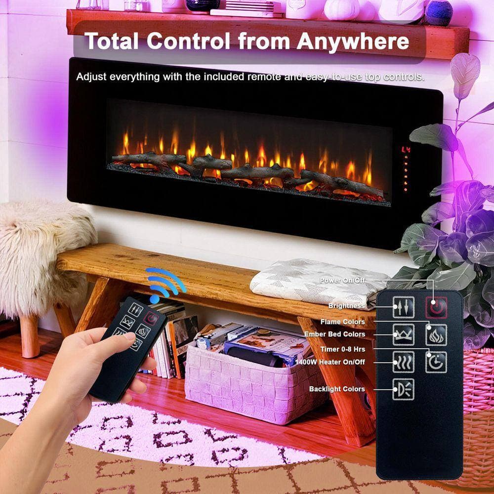 SUNRINX 36 in. 400 sq. ft. Electric Stove with Wall-Mount in Black, Multi-Color LED Flame (3)