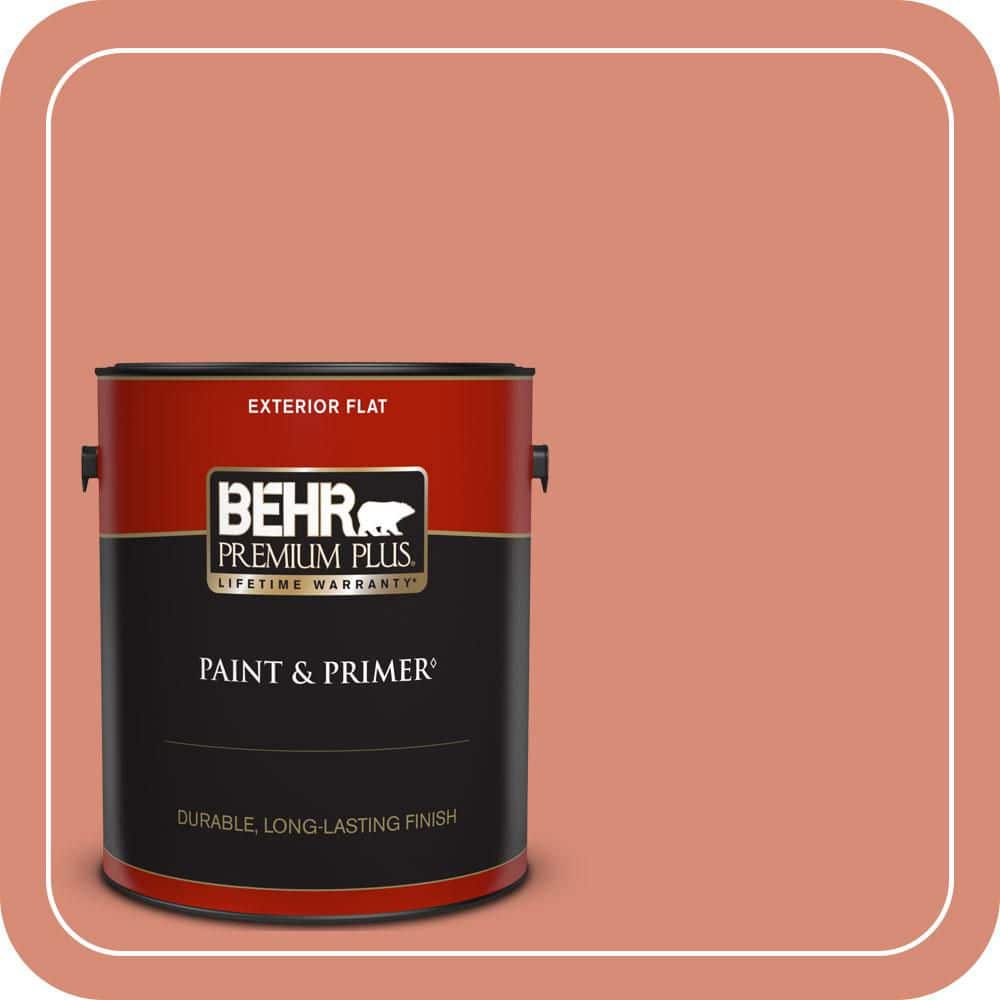 BEHR PREMIUM PLUS 1 gal. #MQ4-32 Vintage Coral Flat Exterior Paint & Primer