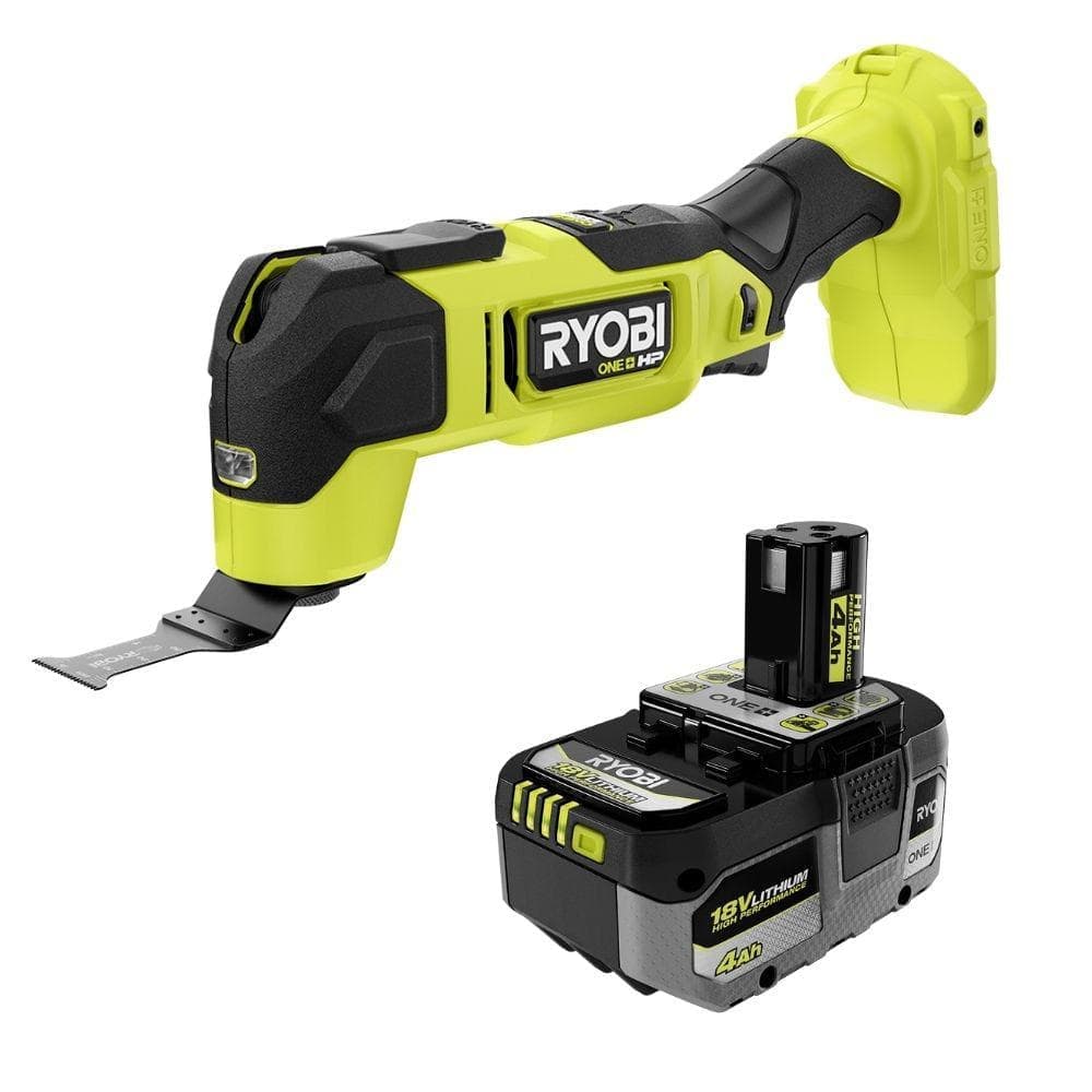 RYOBI ONE+ HP 18V Brushless Cordless Oscillating Multi-Tool with 4.0 Ah HIGH PERFORMANCE Battery (1)