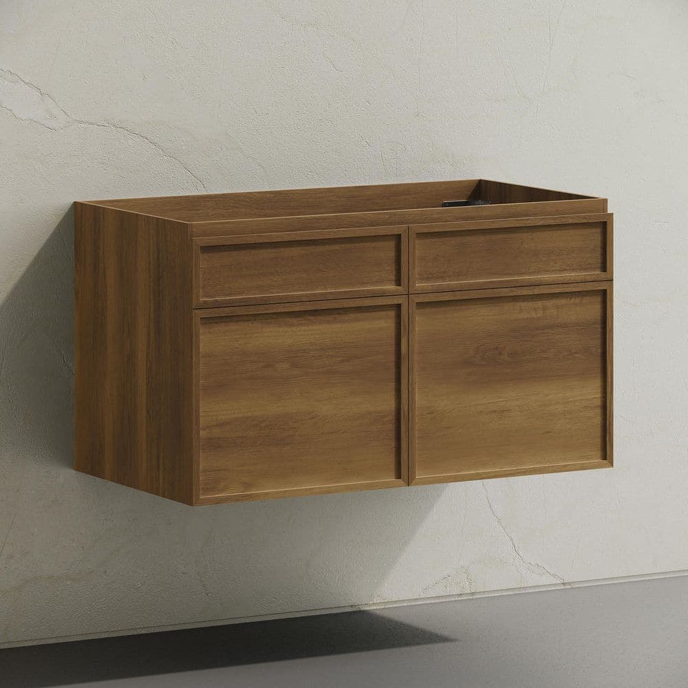 Swiss Madison St. Tropez 36 in. Wall-Mounted Bath Vanity Cabinet without Top in Brown Oak (1)