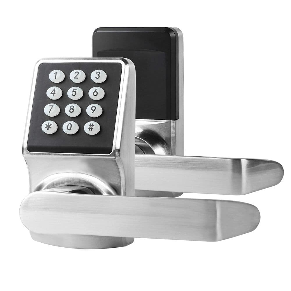 Wudkey 1-Piece Bath Hardware Set Included Electronic Door Lock with Door Handle in Silver, Keypad Door Lock with Handle (1)