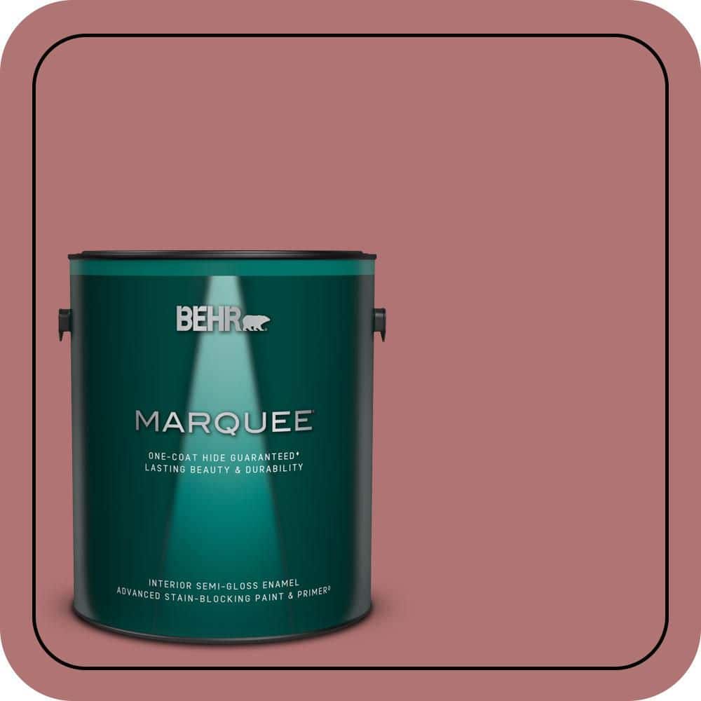 BEHR MARQUEE 1 gal. #S140-5 Red Gerbera One-Coat Hide Semi-Gloss Enamel Interior Paint & Primer (1)
