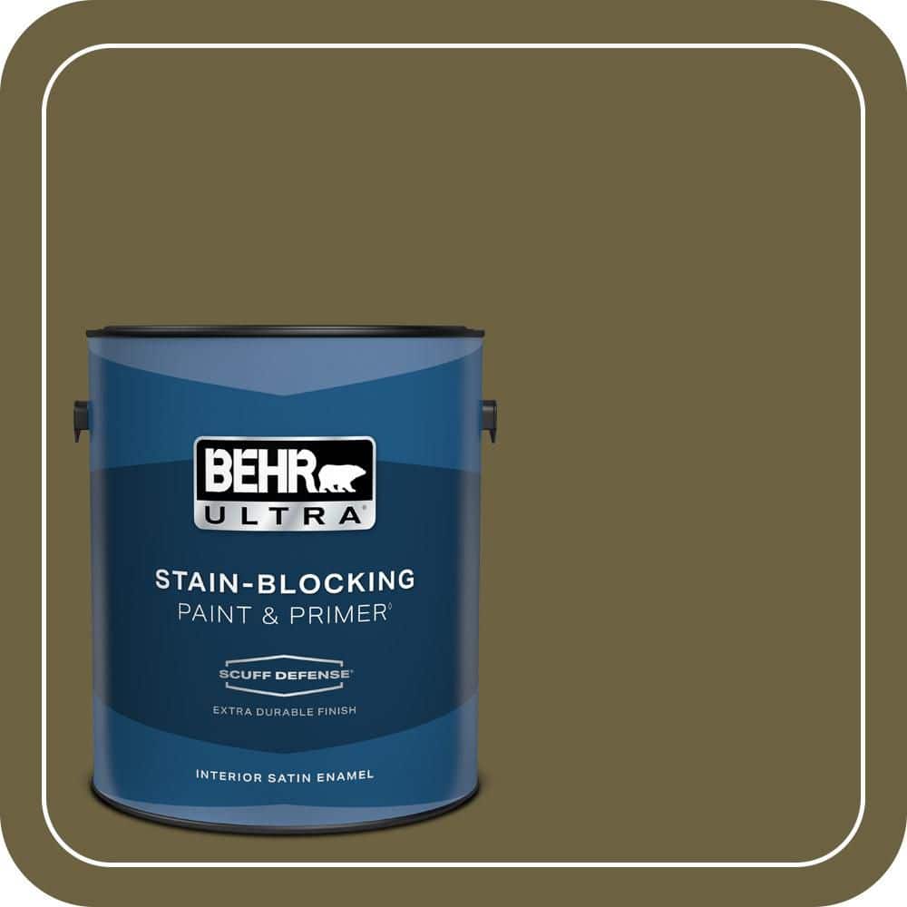 BEHR PREMIUM PLUS #ICC-88 Classic Olive Enamel Interior/Exterior Paint & Primer Color Sample (1)