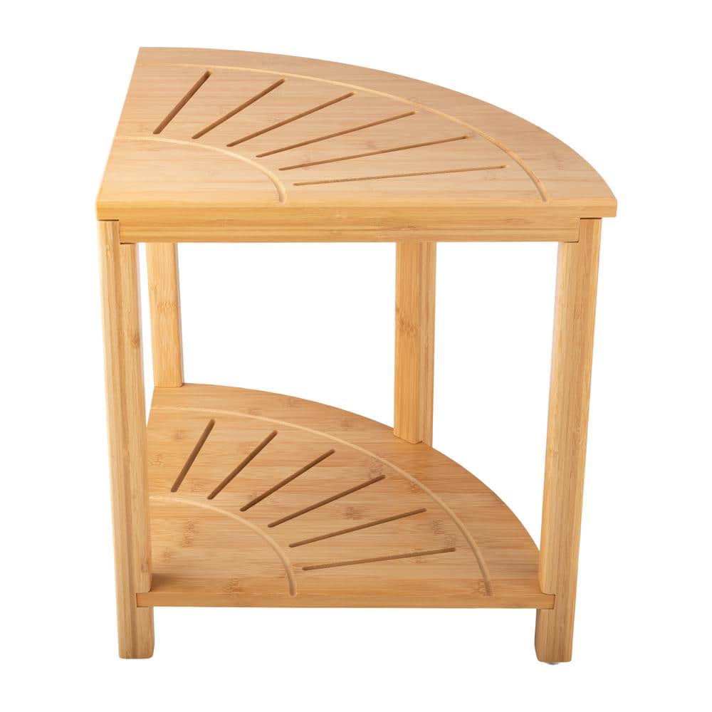 Lavish Home 15.5 in. Freestanding Walk in Shower Seat - Water Resistant Corner Shower Bench for Shower, Bathroom, or Sauna - Natural
