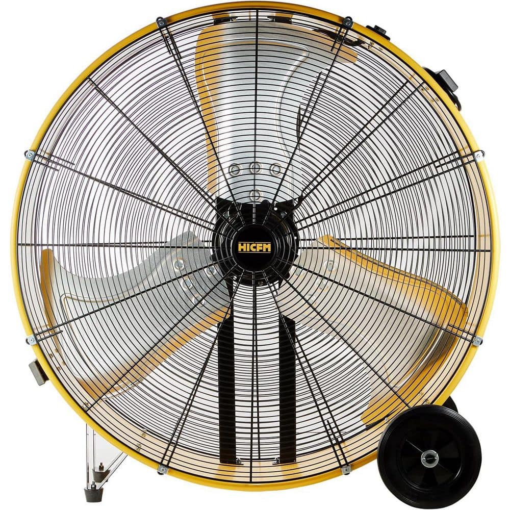 Atemomen 36 in. 21100 CFM Direct Drive Heavy Duty Barrel Fan in Yellow, Turbo Blade and Low Noise Drum Fan, Industrial Fan (1)